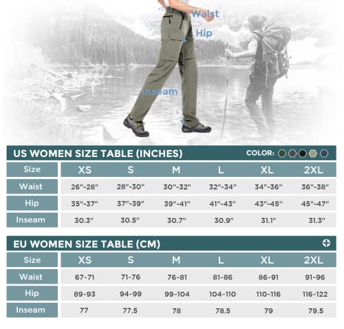 Wespornow Women's-Hiking-Pants Convertible-Zip-Off-Quick-Dry-Pants For Cargo, Camping, Travel, Outdoor, Fishing, Safari (Sage, Medium) #TOP5