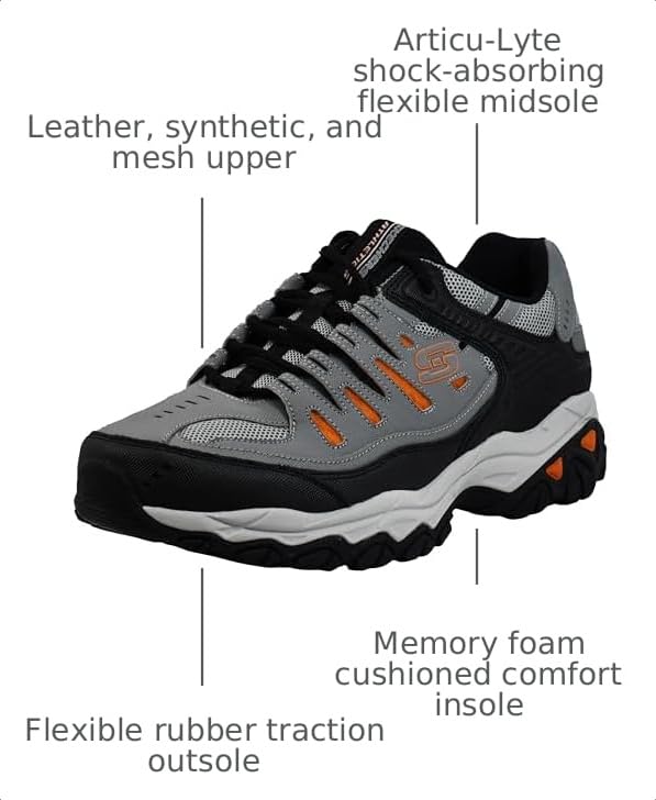 Image of Skechers Men's Afterburn M. Fit Fashion Sneakers - Leather Upper, Memory Foam Insole, Rubber Outsole