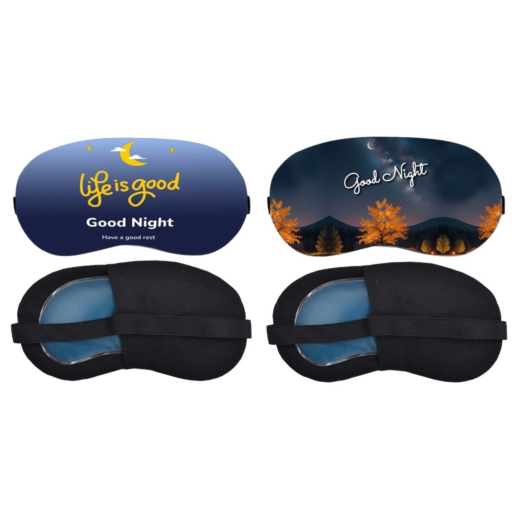 Aoxeria Life Is Good Night Quote, Good Night Autumn Forest Sleeping Mask Combo, Soft Comfortable Light-Blocking Eye Cover for Women, Men & Kids, Reusable Blindfold for Night Sleep, Nap (Pack of 2)-image-13