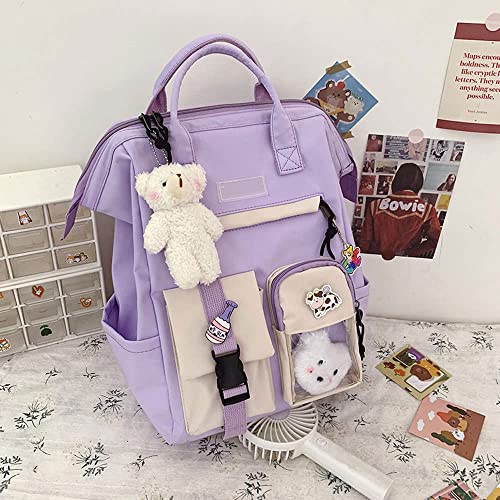 Cute Backpack with Cute Pin Accessories Plush Pendant for School Bag Student Girl Backpack Super-Capacity Waterproof Travel Backpack(Purse-3)3