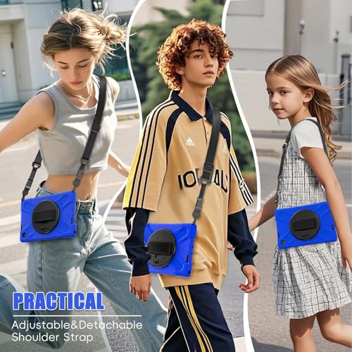 Funda Lenovo Tab S10 K10C ideal para viajes con soporte y asa de mano azul 3