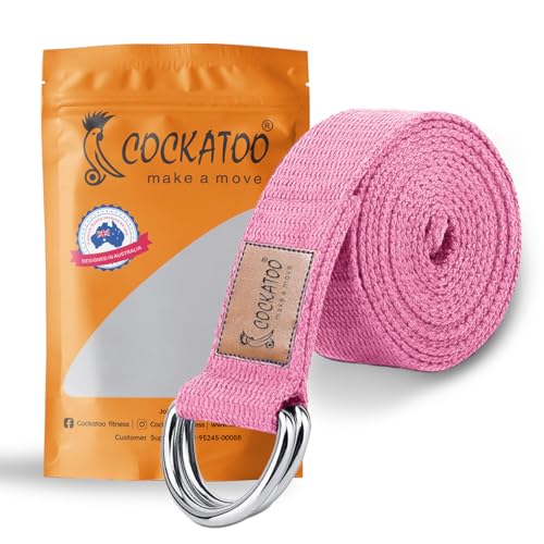 Cockatoo D-Ring Yoga Strap Belt,Yoga Strap For Stretching, Yoga Belt For Women, Perfect for Yoga, Pilates, and Stretching, Material: Cotton, Length: 182 CM, Thickness: 2.5 CM