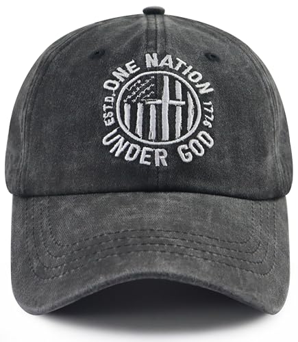 Christian Gifts for Women Men, One Nation Under God Baseball Cap, American Flag Jesus Christ Hat, Christmas Veterans Birthday Gifts for Dad Mom Papa Black