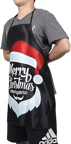 Delantales negros para hombres, mujeres, delantales de Navidad con cuello ajustable, lazos de cintura larga, para cocinar, parrilla, barbacoa, chef,