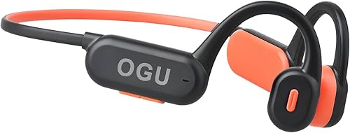 OGU Auriculares de conducción ósea, auriculares abiertos Bluetooth 5.3 deportivos inalámbricos con micrófono integrado, resistentes al sudor para