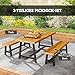 Outsunny Sitzgruppe 3-teilig Holz Essgruppe für 4 Personen im Lamellendesign Esstisch mit 2 Bänke Esszimmergruppe mit Holztisch Küchentisch-Set Balkonmöbel Gartenmöbel für Terrasse, Balkon Teak