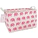 Canvas Toy Storage, Cotton Storage Basket Nursery Hamper Laundry Basket Storage Bag by VC Life (Pink Elephant)