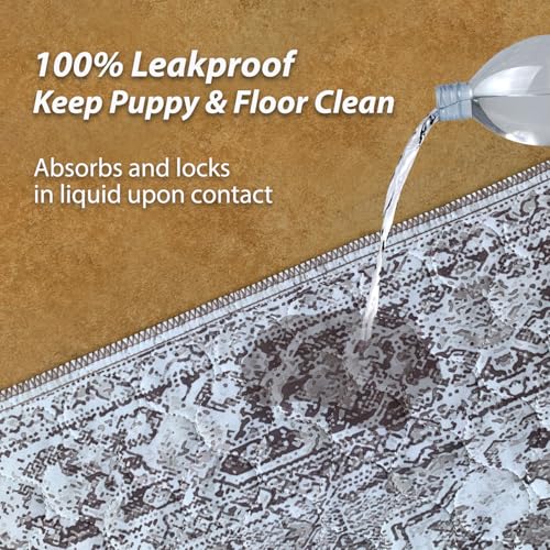 Image of nunubaby 4PACK Washable Pee Pads for Dogs, Stylish, Non-Slip and Leak-Proof Pee Pads. Reusable Potty Pads for Dogs for Crates and Floors.(Brown /Geo,18 inch x24 inch )