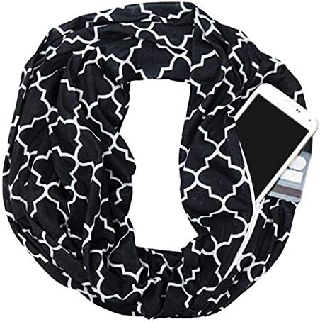 Pocket Scarf Infinity Scarf with Hidden Zipper Pocket Travel Scar...