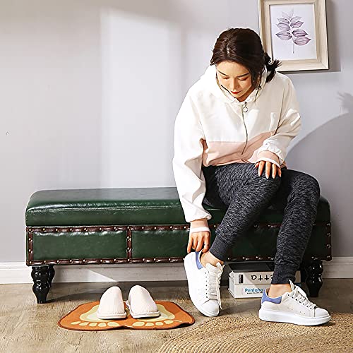 Banc de rangement en similicuir de qualité supérieure avec une finition vert foncé élégante - 4