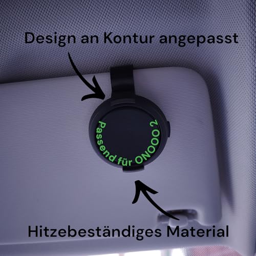 Halterung passend für OOONO NO2 – CO Driver für die Sonnenblende, Sonnenblenden-Clip passend für OOONO 2. Generation