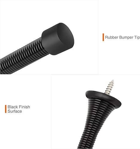 Miniatura 34 de Paquete de 6 topes de resorte para puerta, color blanco, 3-1/4 pulgadas, flexibles con puntas de parachoques de goma blanca