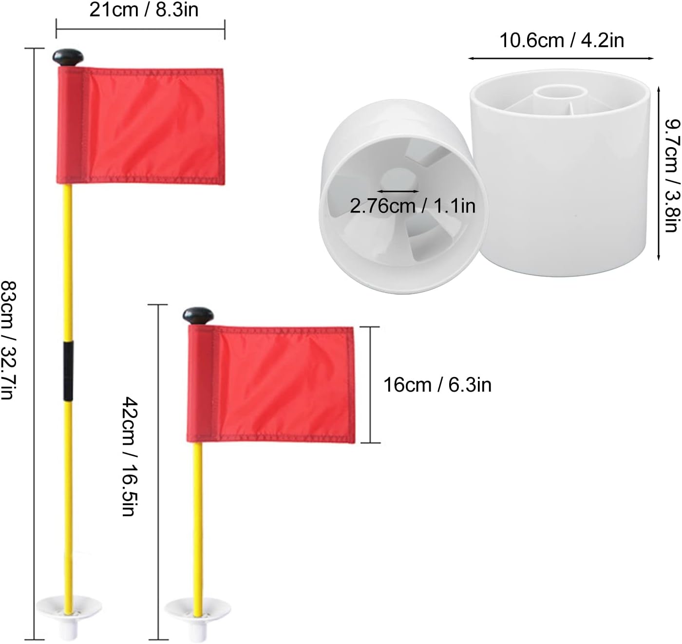 EVTSCAN Red Golf Flags - Solid Nylon and Checkered Training Golf Putting Red Flags, Indoor Outdoor Backyard Garden Portable Golf Target Flags, Portable 2 Section Detachable