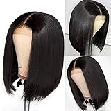 Brazilian Virgin Short Straight Bob Lace Front Wigs Human Hair Pre Plucked with Baby Hair 150%...