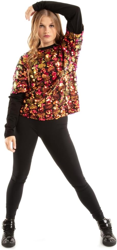 Alexandra Collection Sequin Layered 2-1 Long Sleeve Shirt