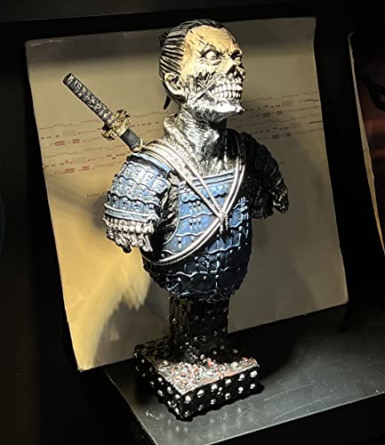 Looyar Resin Undead Japanese Samurai Zombie Bust Statue Sculpture Ornament Figurine Craft For Home House Living Room Porch Decoration Office Desk Desktop Table Arrangement Gift (Blue) #TOP6