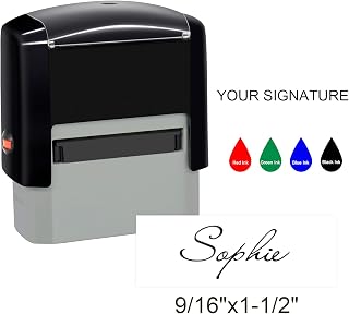 Signature Stamps Self Inking Personalized, 38x14mm Custom Signature Stamp for Signing Name, Checks, Business, Office, File, Deposit