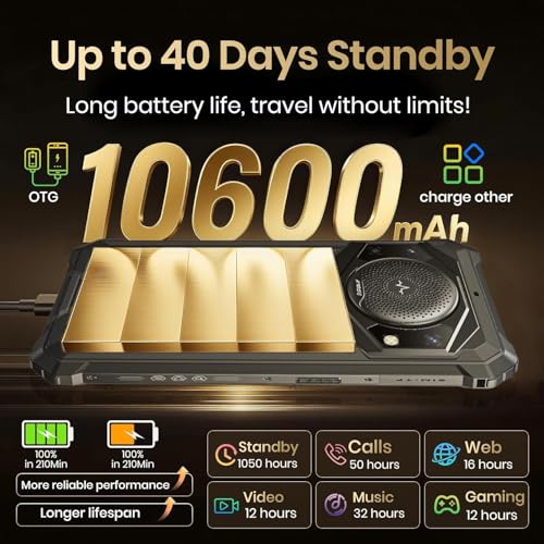 Image of FOSSIBOT F101P Rugged Phone Unlocked 5.45 inch(2026), 10600mAh Unlocked Phone 123dB Loud Volume Phone, 7GB+64GB /1TB, 24MP Camera Waterproof Smartphone 4G Dual SIM /OTG /2Ghz Octa-core (Black)