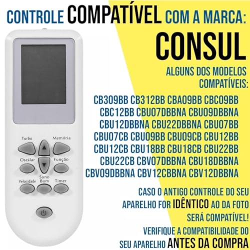 Controle Remoto Compatível Ar Condicionado Consul Split Bem Estar Facilite Portátil