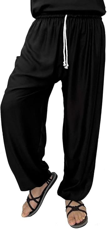 LOFBAZ Men Boho Pants with Pockets Yoga Clothes for Mens Pajamas Harem Clothing