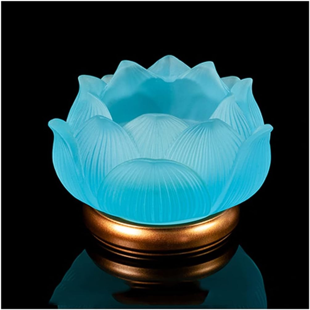 Candle Holder Decorative Colorful Colored Glazed Butter Lamp Holder Candle Holder Lotus Lamp Pure Copper Permanent Lamp Holder Lamp Holder Candlestick Holders (Color : F) (H)