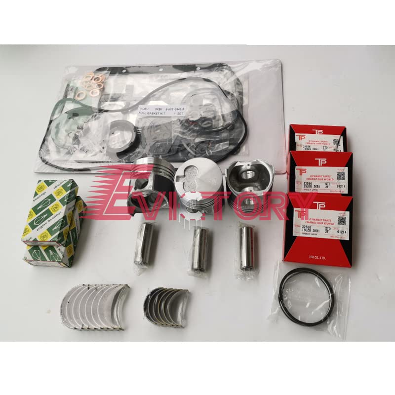 Kit Ricostruzione Motore ISUZU 3KC1 - Anelli Pistone + Guarnizioni Complete Cuscinetti - Per Escavatori - Foto 2