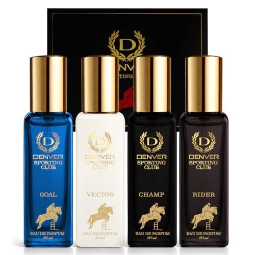 Image of DENVER Sporting Club Gift Set for Men - Rider, Victor, Champ, Goal - 20ML Each | Long Lasting Luxury Perfume EDP