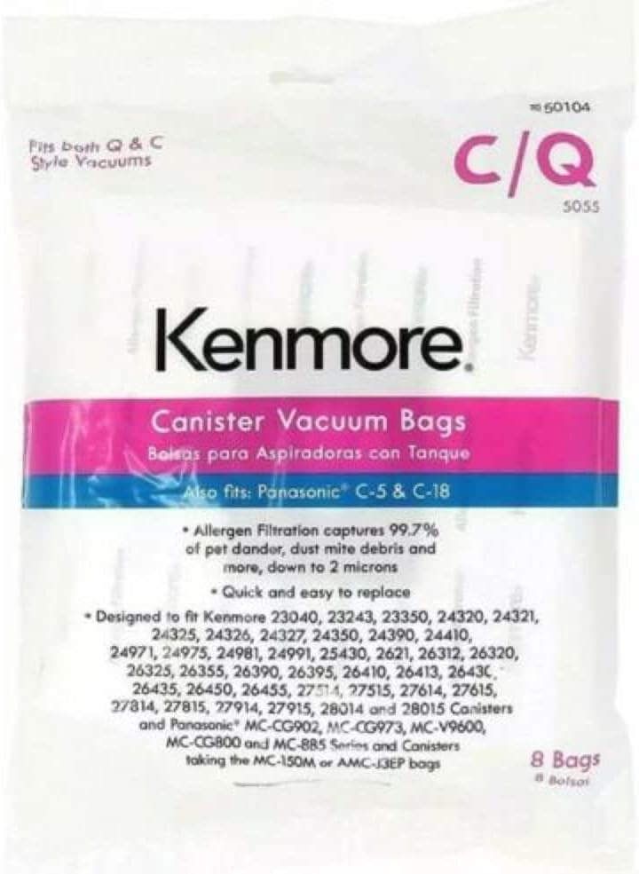 Kenmore 50104 8 Pack Style C/Q Canister Vacuum Bags Home