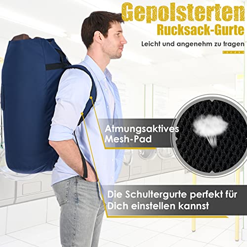 XXL Laundry Bag 115 Litres With 2 Padded Shoulder Straps - Waterproof, Foldable Travel Storage Bag for Dirty Clothes - Duffel Backpack - Image 4