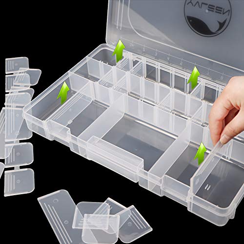 Yvleen Fishing Tackle Boxes - 3600 3700 Tackle Box Plastic Storage Organizer Box With Removable Dividers - 2Packs/4Packs Tackle Trays - Included 2Pcs Of Extra Clip #TOP3
