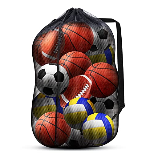 DoGeek Bolsa de Viaje de Malla Impermeable Grande, Bolsa de Deporte de Alta Resistencia, Bolso de Baloncesto, Voleibol, fútbol, Bolsa de Almacenamiento con cordón (Negro)