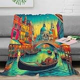 UNRXJZLVM Impreso En 3D los Canales de Venecia Mantas Cubierta De Cama Microfibra Acogedora Suave para Niños Aplicable A Las Cuatro Estaciones 60x80inch(150x200cm)