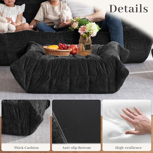 Image of HABUTWAY Bean Bag Ottoman,Memory Foam Foot Rest,Ottoman,Black