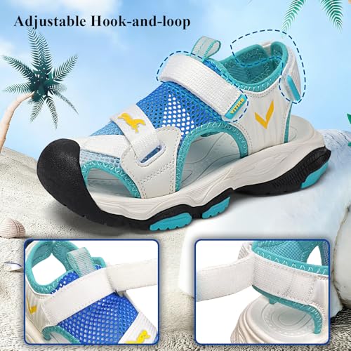 Image of JMFCHI Boys Girls Kids Closed Toe Sports Sandals Summer Water Shoes | Little /Big Kid,Comfortable lightweight,Non-slip soft sole,Hook-and-loop closure,Easy wear,Anti-collision toe,Daily casual