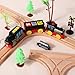 6 Pieces Switch Track Wooden Train Set Wooden Train Track Set-2Pcs T Switch Wood Train Bridges Straight Wood-en Train Tracks Accessories for Most Major Toy Tra-in Tracks Railway