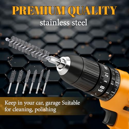 Image of 24 Pcs Bore Brush for Drill, Stainless Steel Bore Brush Set Wire Cleaning Brush for Power Drill Impact Driver Wire Bore Cleaning Tubes Brush Set (8 /10 /12 /15 /17 /19MM)