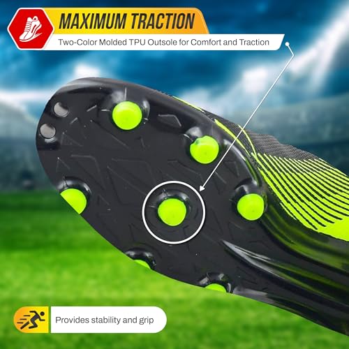 Vizari Ranger Youth Firm Ground Soccer Cleats – FG Outdoor Football Shoes | Ideal for Toddlers & Little/Big Kids | Snug Fit with Long-Lasting Comfort4