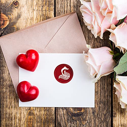 CRASPIRE Fox Wax Seal Stamp Mandala Sealing Wax Stamps Flower 30mm/1.18inch Removable Brass Head Sealing Stamp with Wooden Handle for Invitations Cards Gift Wrap - Image 4