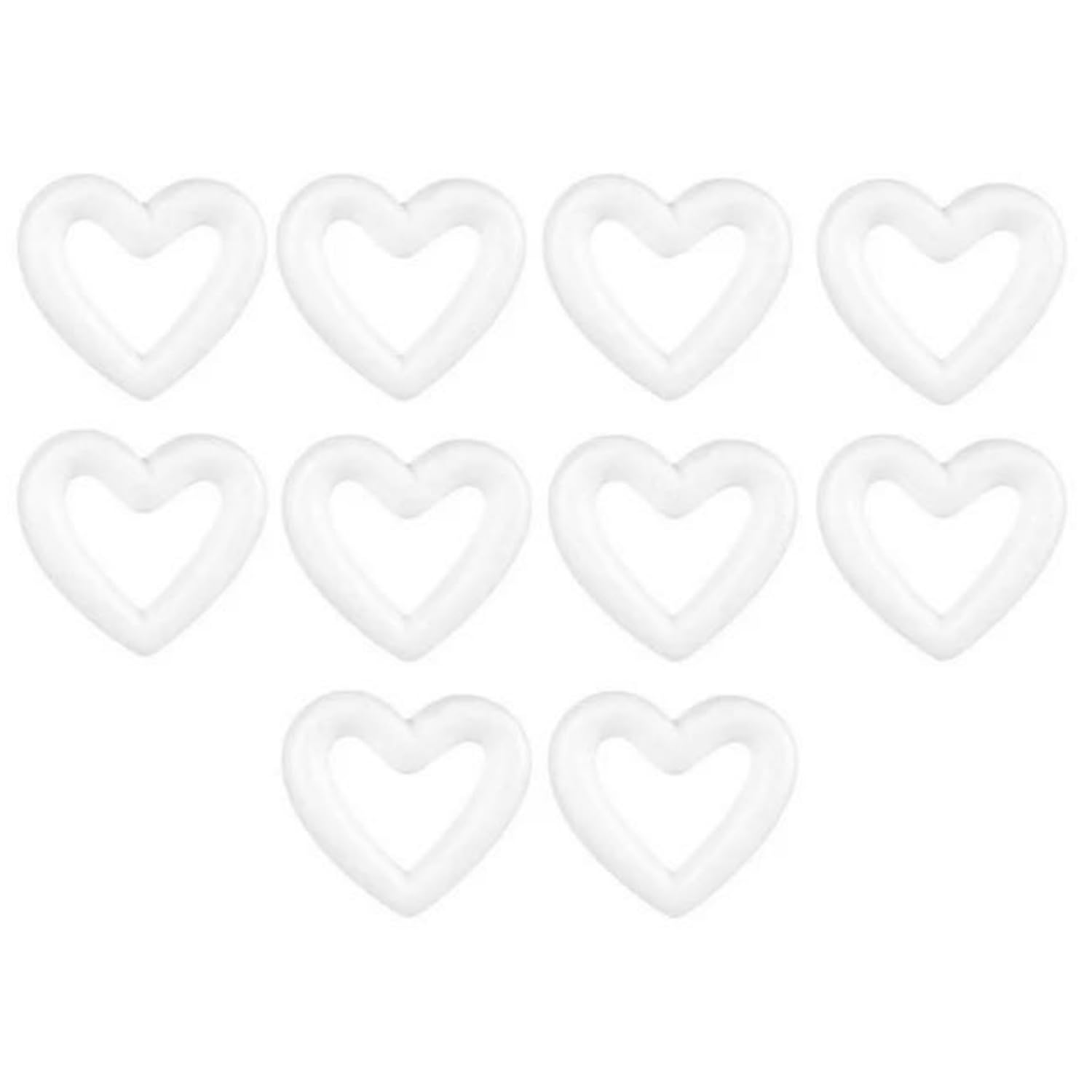 White Polystyrene Heart Foam Hearts Styrofoam Balls Hollow Love Shaped Craft Balls Foam Heart Shaped Wreath Frame for Arts and Crafts, Sculptures, Floral Arrangements (10cm 10pcs)