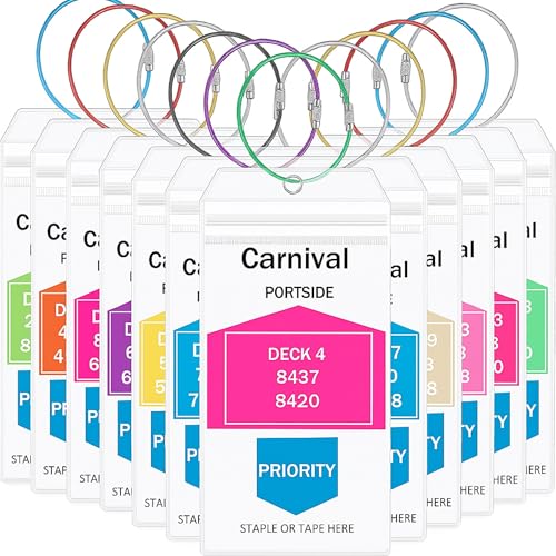 Sabary 12 Pcs Cruise Luggage Tags Holder 2025 Carnival Cruise Ship Essentials with Loop(7.2 x 3.5 Inch,Multicolor)