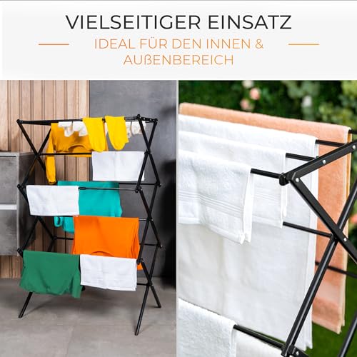 TIMELEOS Wäscheständer Klappbar Platzsparend Metall - Camping Leicht Faltbar & Ausziehbar mit 6 Ebenen und 11 Stangen, Ideal für Balkon, Badewanne & Outdoor Reise