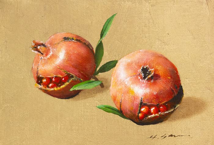 Amazon.co.jp: 安田英明『柘榴』 油絵・油彩画 SM(サムホール