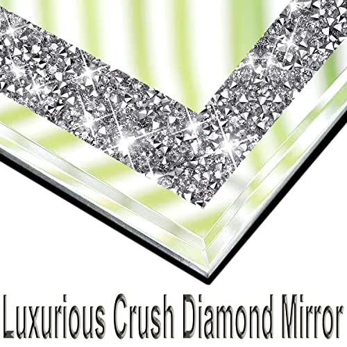 Xihacty Crystal Crush Diamond Glass Full Length Wall Mirror Tiles，14''X11'' 4Pcs Frameless Full Body Mirror, Gorgeous Silver Mirror For Home Gym Wall Decoration.(14''X11''- 4Pcs) #TOP2
