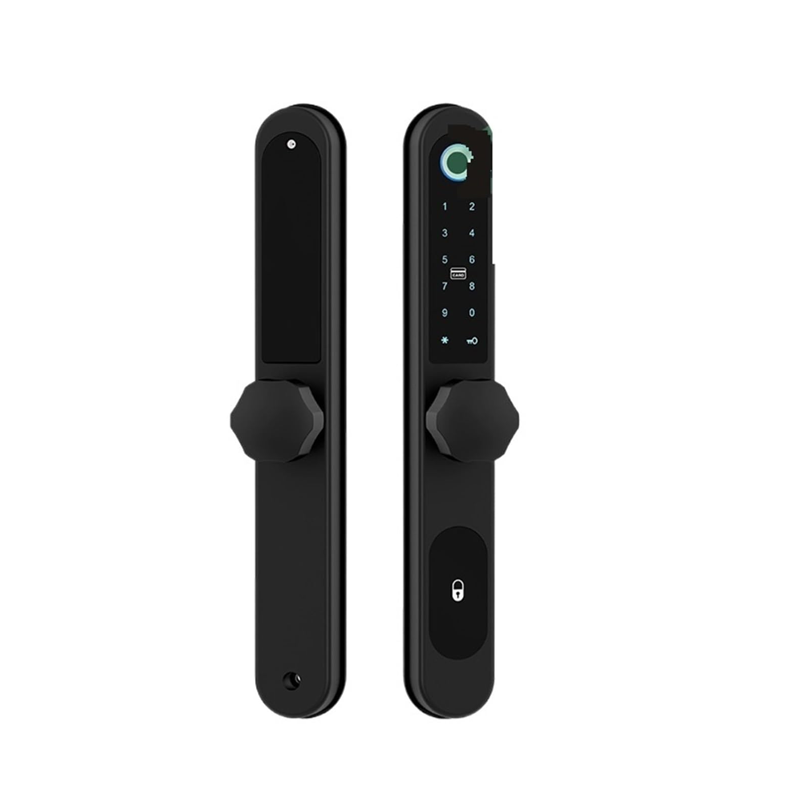 Aluminium Terrasse Glasschiebetür Smart Lock Tuya App Griff Tastatur FingerabdruckElektronisches Schloss Mit Doppelhaken Einsteckschloss Einfache Hohe Sicherheit(Round-01,22270 3585 Hook)