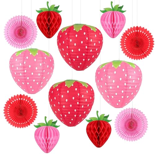 Décoration fraise en papier pour anniversaire enfant et goûter de jardin d'été