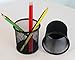 OrangeTag 2 pcs Black Round Steel Mesh Style Pen Pencil Cup Desk Organizer Holder for Home Office (2 Round Mesh Pen Holder)
