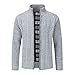 Sliktaa Gilet Cardigan Veste pour Hommes Grosse Maille avec Col Droit Slim Fit Casual Couleur Unie Confortable 5 Couleurs,Gris Clair,Gris Clair,M