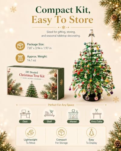 DIY Beaded Christmas Tree Kit,3D Bead Pearl Art Kit for Adults Beginners - 5