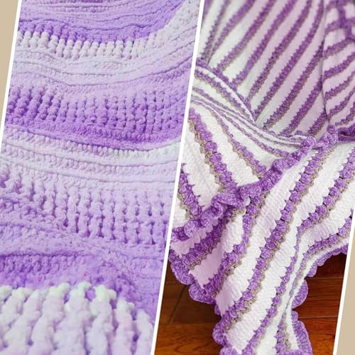 Miniatura 5 de Yushengtai Lana Gruesa, 4 X 100 G Chunky Yarn Para Agujas De 7-8 Mm, Ovillo Lana Gruesa Ideal Para Tejer Gorros, Bufandas, Jerséis Y Zapatillas Y Mantas Lila Claro