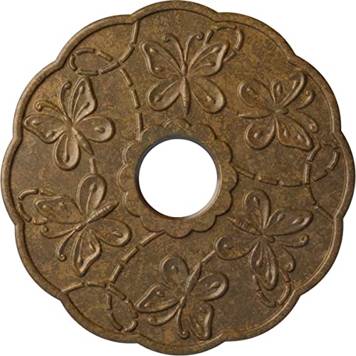 Image of Ekena Millwork CM17TSRZS - Terrones Butterfly - Ceiling Medallion, Rubbed Bronze